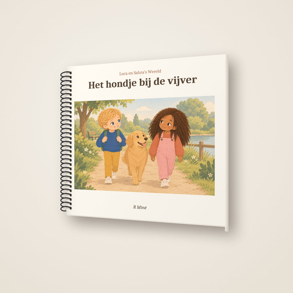 Het hondje bij de vijver – schuin aanzicht, spiraalgebonden