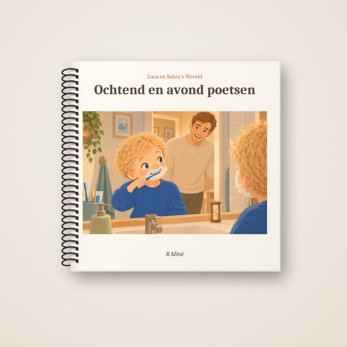 Ochtend en avond poetsen – voorkant, spiraalgebonden prentenboek