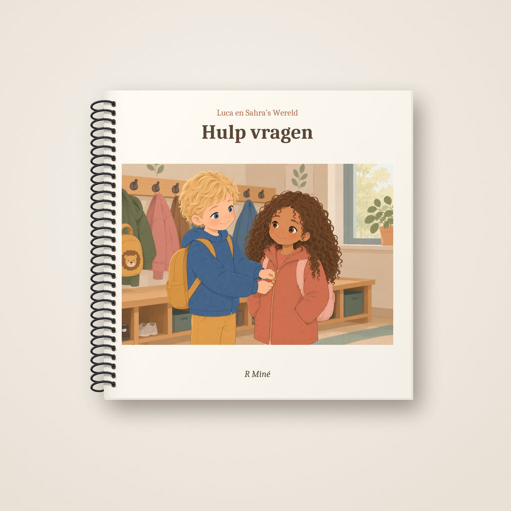 Hulp vragen – voorkant, spiraalgebonden prentenboek
