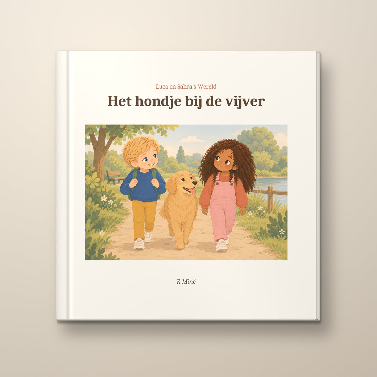 Het hondje bij de vijver – voorkant, hardcover prentenboek
