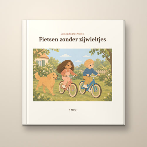 Fietsen zonder zijwieltjes – voorkant, hardcover prentenboek