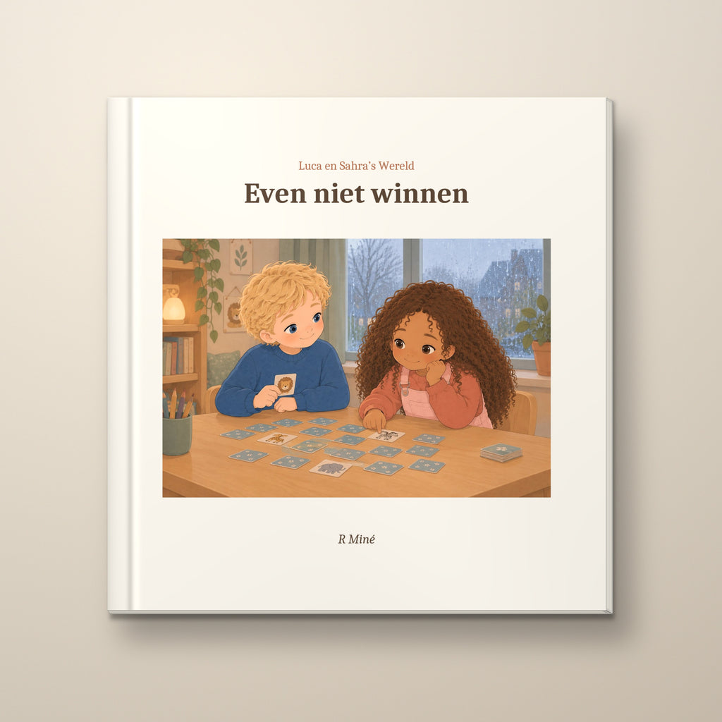 Even niet winnen – voorkant, hardcover prentenboek