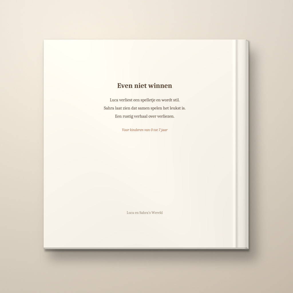Even niet winnen – achterkant, hardcover